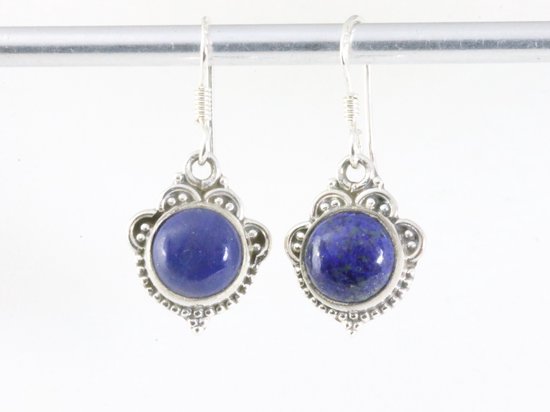 Fijne bewerkte zilveren oorbellen met lapis lazuli afbeelding 4