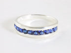 Fijne hoogglans zilveren ring met blauwe saffier afbeelding 3