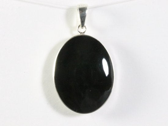 Ovale zilveren hanger met levensboom op onyx afbeelding 3