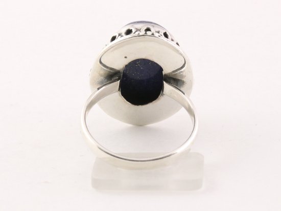Zware bewerkte zilveren ring met lapis lazuli afbeelding 3