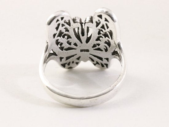 Opengewerkte zilveren vlinder ring afbeelding 3