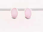 Ovale zilveren oorstekers met roze parelmoer afbeelding 1