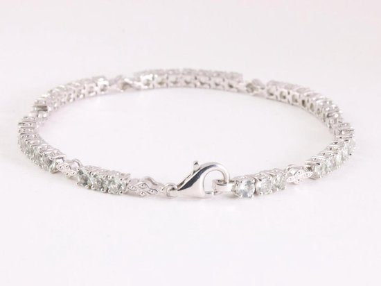Fijne zilveren tennisarmband met groene amethist afbeelding 3
