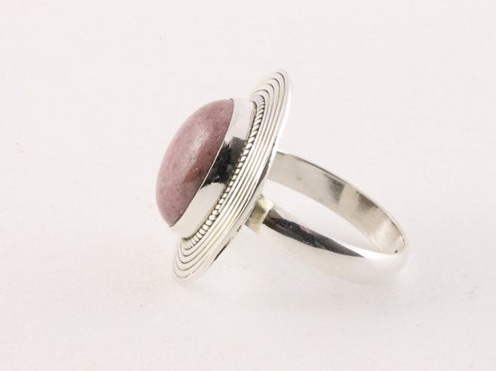 Ovale zilveren ring met rhodoniet afbeelding 2