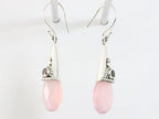 Traditionele bewerkte zilveren oorbellen met rozenkwarts en granaat afbeelding 2