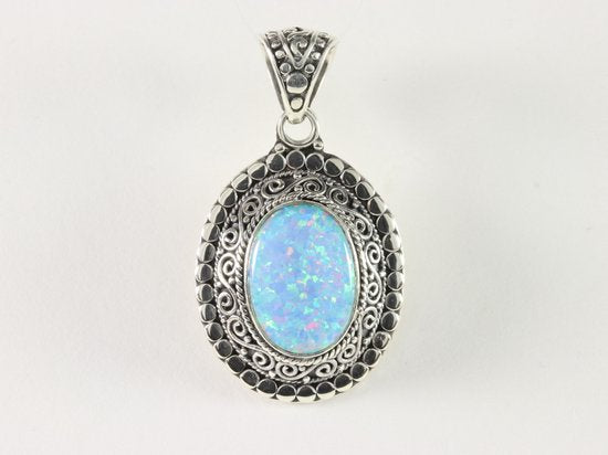 Bewerkte zilveren hanger met Australische opaal afbeelding 4