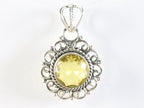 Ronde opengewerkte zilveren hanger met citrien afbeelding 4