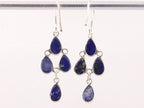 Lange fijne zilveren oorbellen met lapis lazuli afbeelding 3