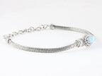 Traditionele zilveren snake armband met larimar afbeelding 2