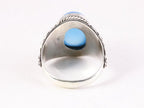 Bewerkte zilveren ring met blauwe chalcedoon afbeelding 3