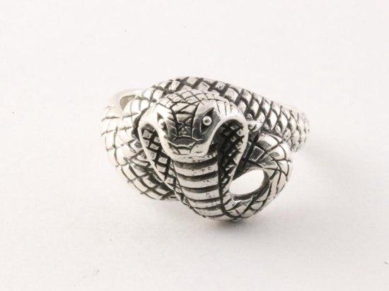 Zware zilveren cobra ring afbeelding 2