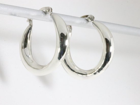 Hoogglans zilveren oorringen afbeelding 2