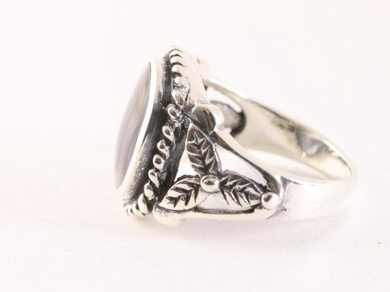 Bewerkte zilveren ring met abalone schelp afbeelding 2