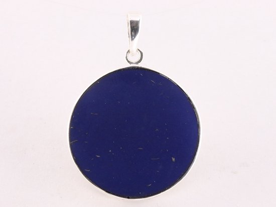 Ronde zilveren hanger met levensbloem op lapis lazuli afbeelding 3