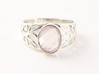 Opengewerkte zilveren ring met rozenkwarts afbeelding 4