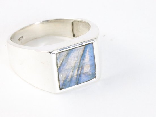 Zilveren zegelring met labradoriet afbeelding 1