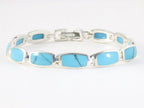 Hoogglans zilveren armband met blauwe turkoois afbeelding 3