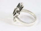 Opengewerkte zilveren lotus bloem ring met blauwe turkoois afbeelding 2
