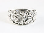 Opengewerkte zilveren ring met bloemen afbeelding 4