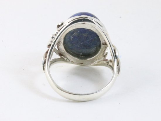 Opengewerkte zilveren ring met lapis lazuli afbeelding 3