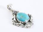 Bewerkte zilveren hanger met Arizona turkoois afbeelding 2