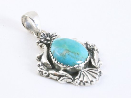 Bewerkte zilveren hanger met Arizona turkoois afbeelding 2