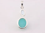 Fijne hoogglans zilveren hanger met amazoniet en blauwe topaas afbeelding 3