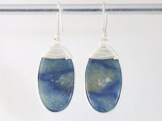 Zilveren oorbellen met blauwe palm kwarts afbeelding 3