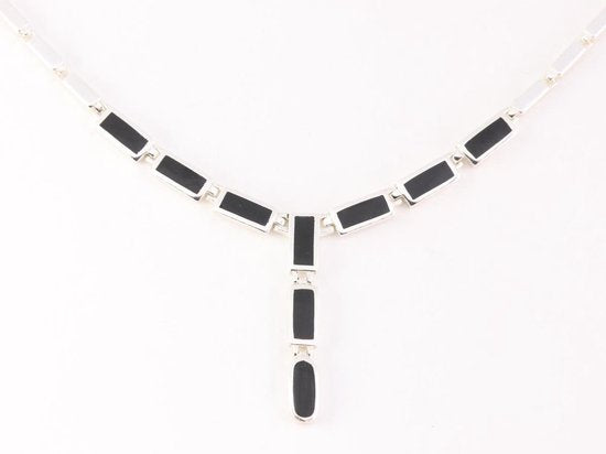 Zilveren collier met onyx afbeelding 1