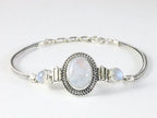 Bewerkte zilveren armband met regenboog maansteen afbeelding 1