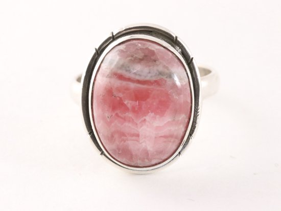Ovale zilveren ring met rhodochrosiet afbeelding 4