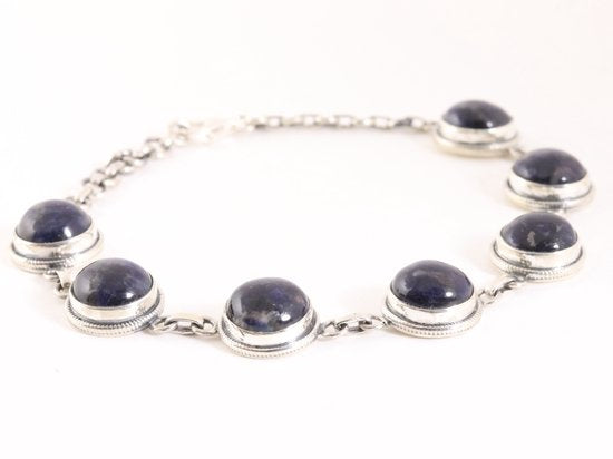 Bewerkte zilveren armband met sodaliet afbeelding 2