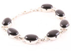 Zilveren armband met grote onyx stenen afbeelding 2