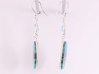 Lange zilveren oorbellen met chrysocolla en blauwe topaas afbeelding 2