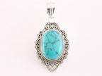 Bewerkte zilveren hanger met turkoois afbeelding 1