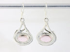 Bewerkte zilveren oorbellen met rozenkwarts afbeelding 3