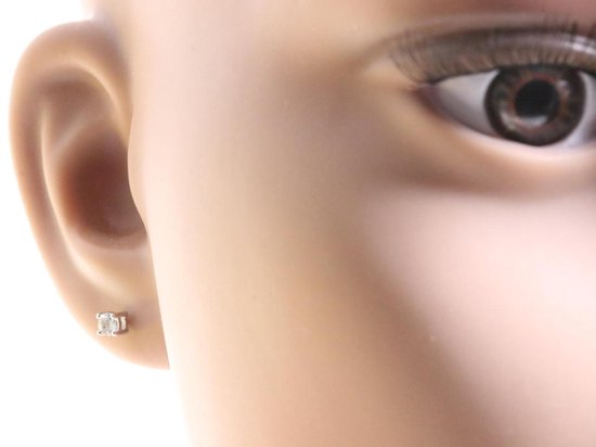 Fijne zilveren oorstekers met aquamarijn afbeelding 3