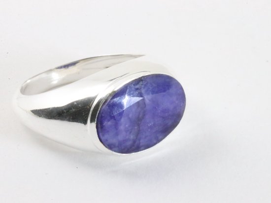 Zilveren ring met blauwe saffier afbeelding 1
