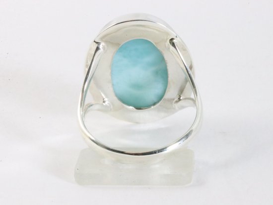 Grote ovale zilveren ring met larimar afbeelding 3