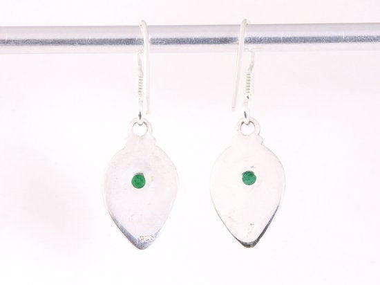 Fijne bewerkte zilveren oorbellen met jade afbeelding 3