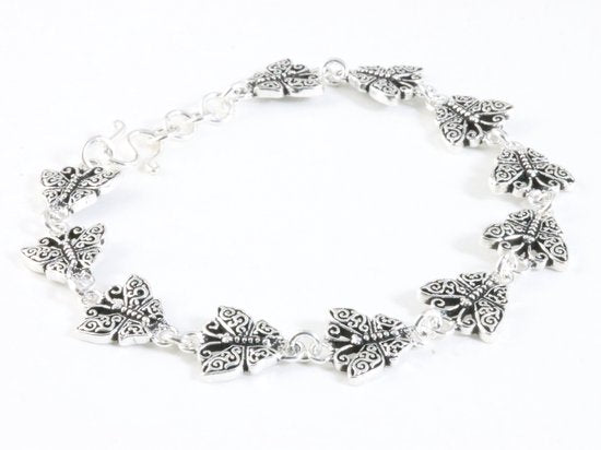 Zilveren armband met vlinders afbeelding 2