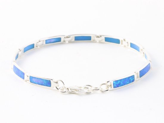Fijne hoogglans zilveren armband met Australische opaal afbeelding 3