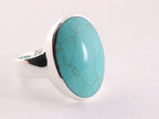 Ovale zilveren ring met groene turkoois afbeelding 1