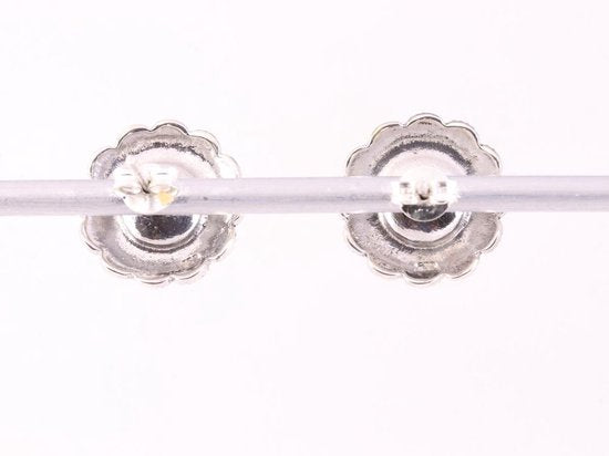 Zilveren oorstekers met zoetwater parel en marcasiet afbeelding 3