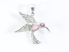 Zilveren kolibrie hanger met roze parelmoer afbeelding 4