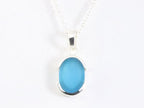 Fijne hoogglans zilveren hanger met blauwe agaat aan ketting afbeelding 4