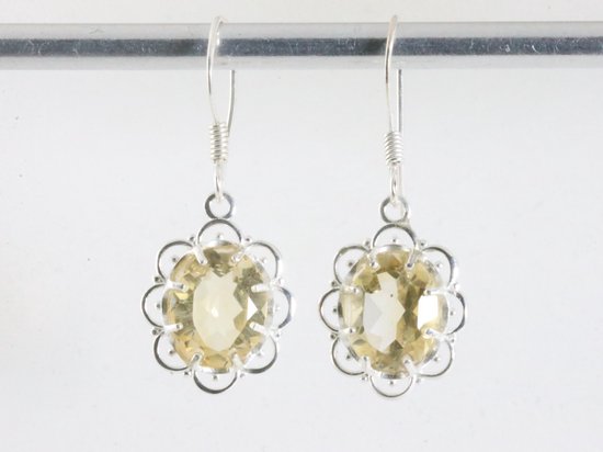 Fijne opengewerkte zilveren oorbellen met citrien afbeelding 4