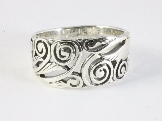 Brede opengewerkte zilveren ring afbeelding 4