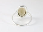 Ovale hoogglans zilveren ring met rookkwarts afbeelding 3