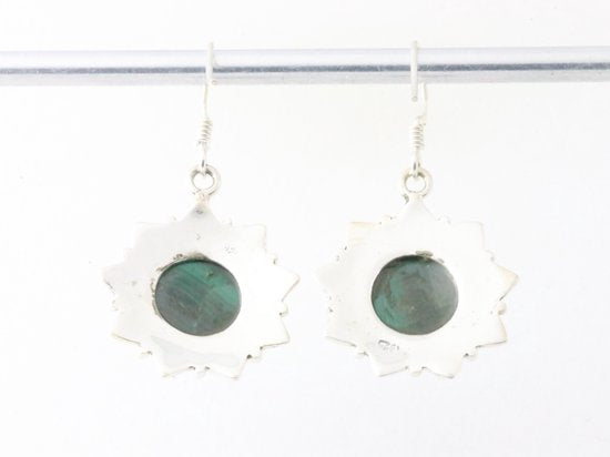 Bewerkte zilveren oorbellen met malachiet afbeelding 2
